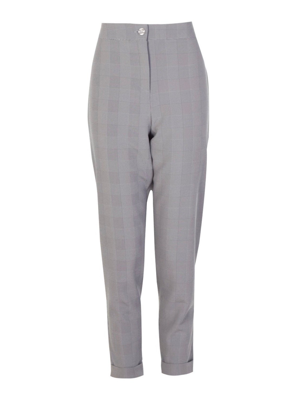 Pantalon skinny à carreaux et pied de poule