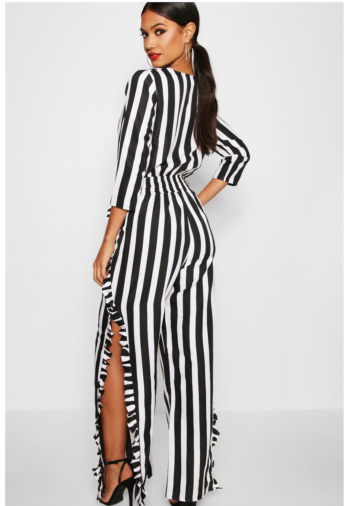 Combinaison à rayures fendue sur les côtés