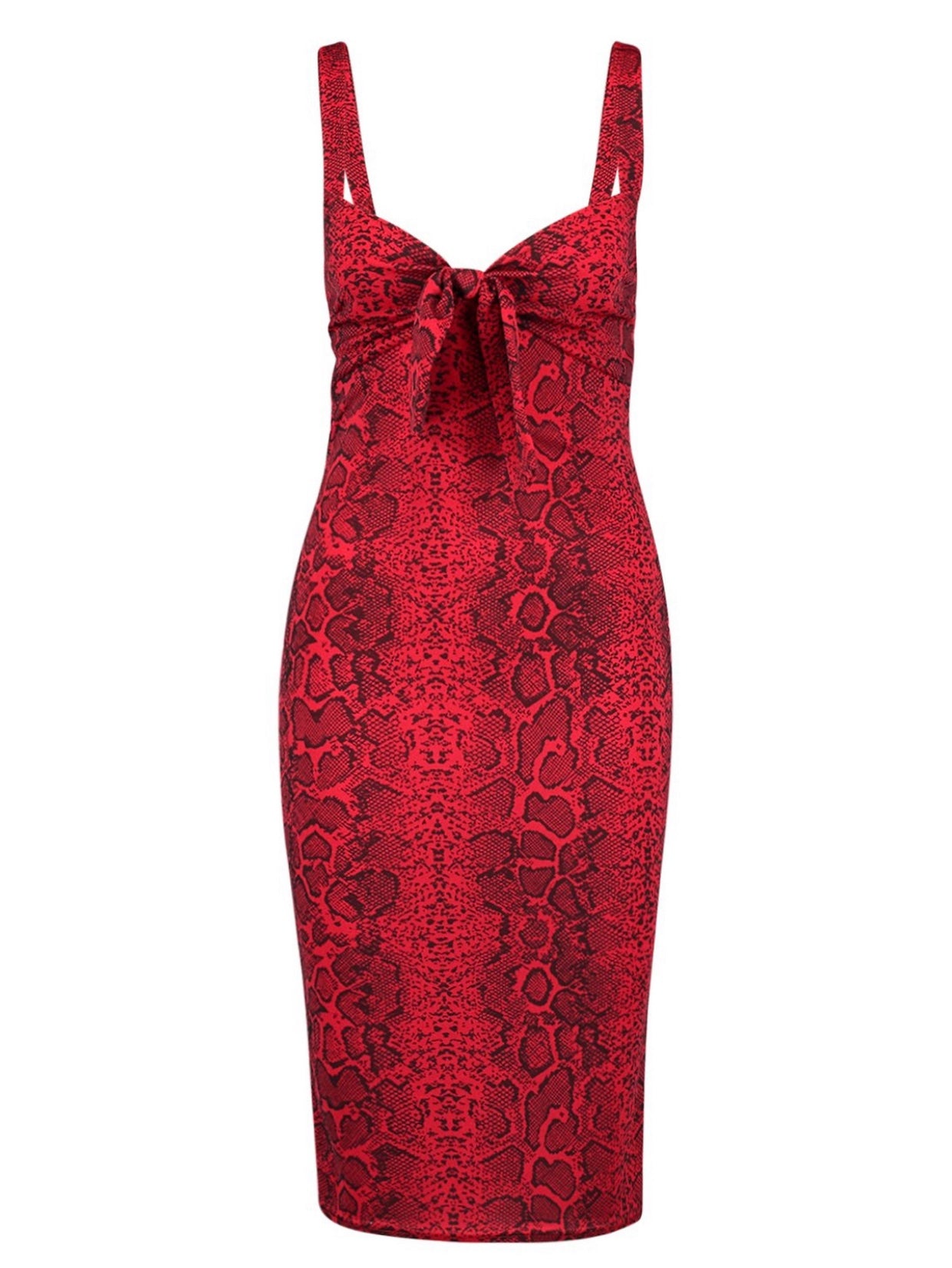 Robe midi à bretelles fines et imprimé serpent
