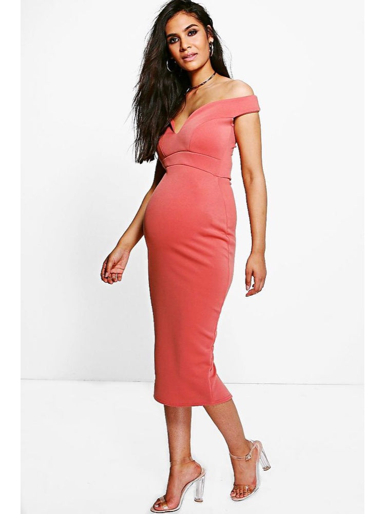 Robe maternité à épaules dénudées et encolure en coeur