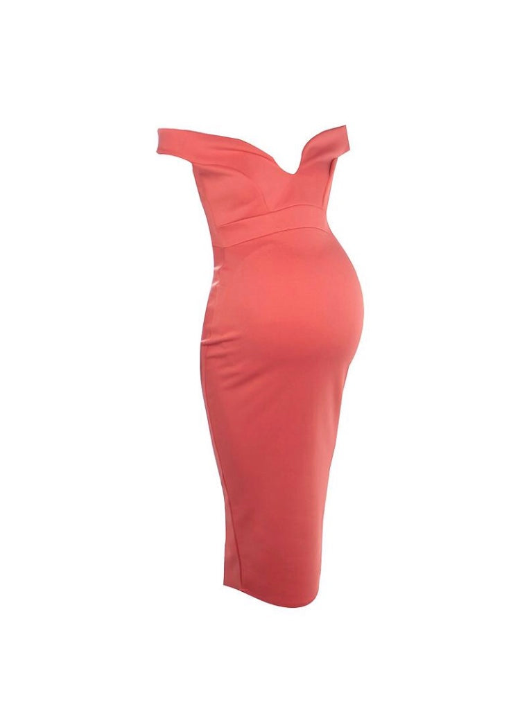 Robe maternité à épaules dénudées et encolure en coeur