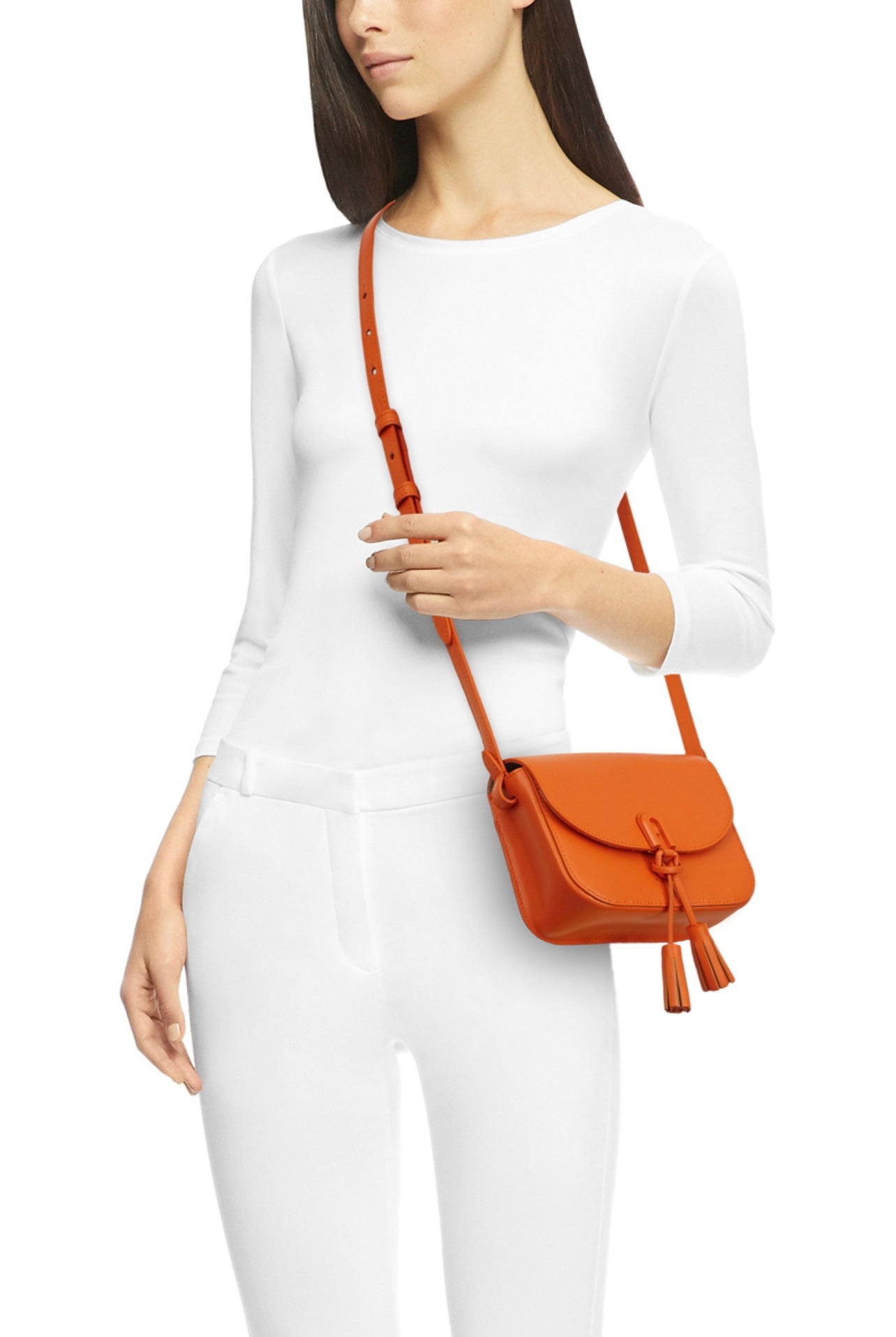 Sac bandoulière orange en cuir Furla