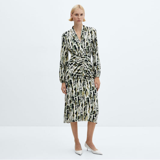 Robe imprimée détail froncé