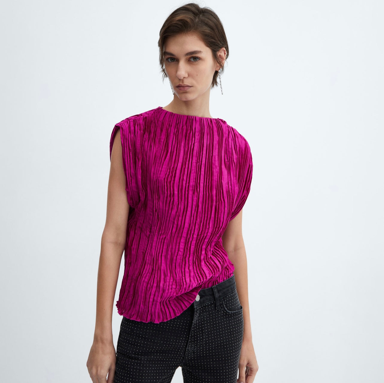 Blouse plissée satinée