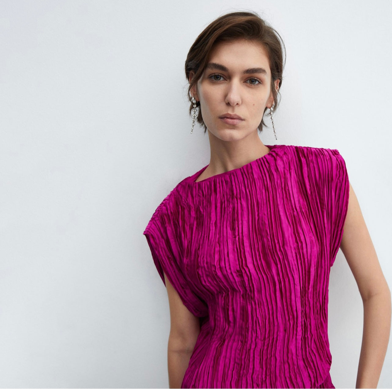 Blouse plissée satinée