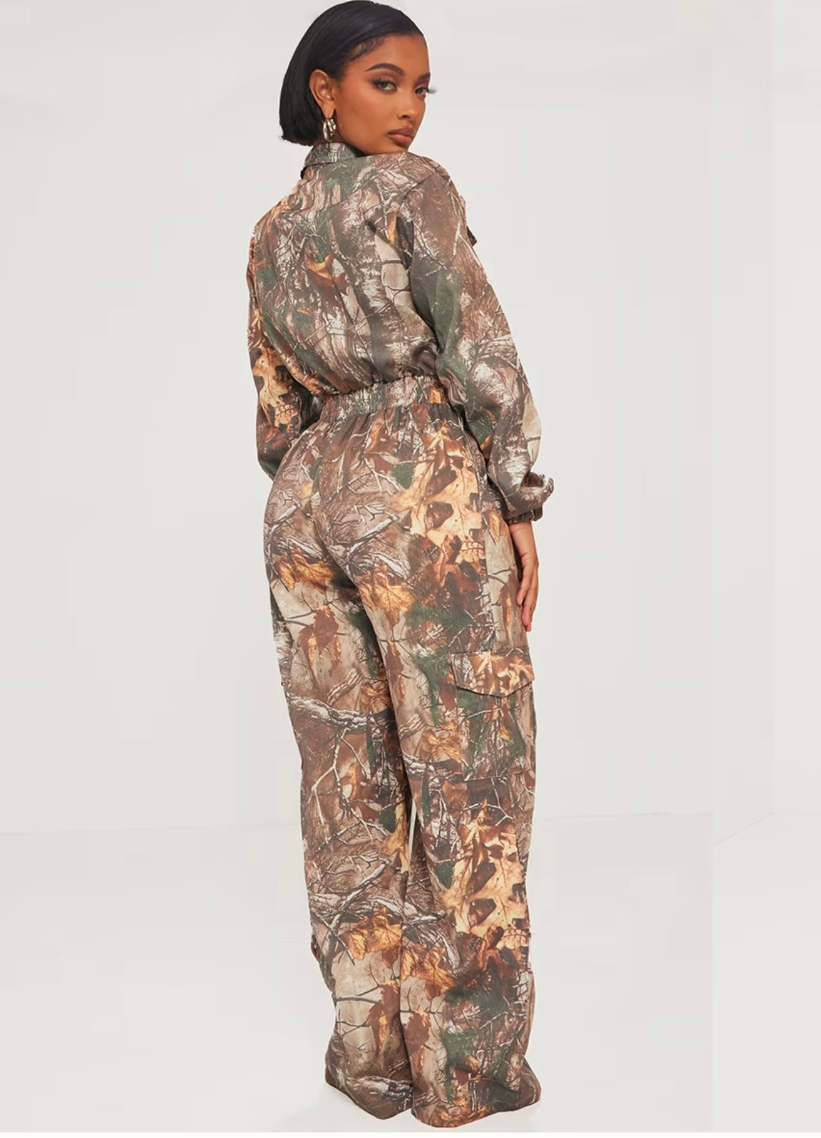 Combinaison imprimée camouflage à taille élastiquée