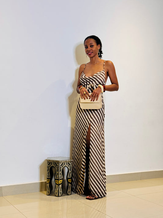 Robe longue à rayures