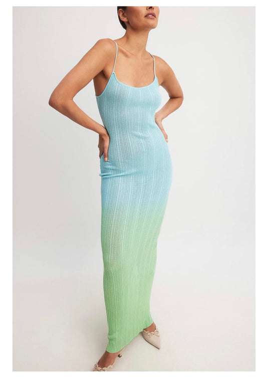 Robe longue en maille effet dégradé