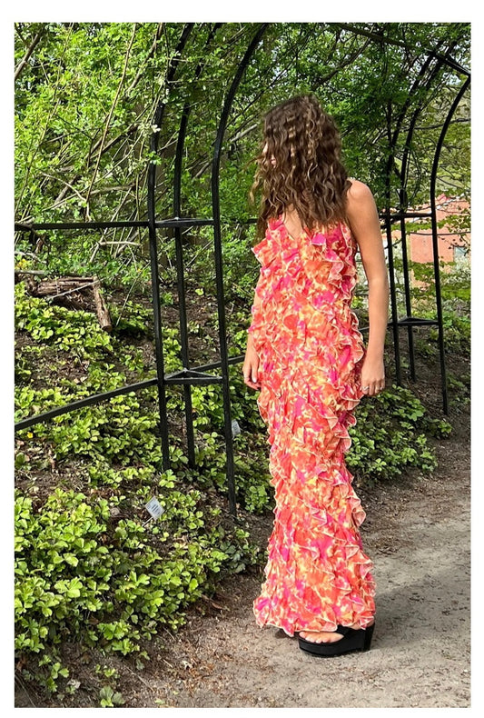 Robe longue à volants