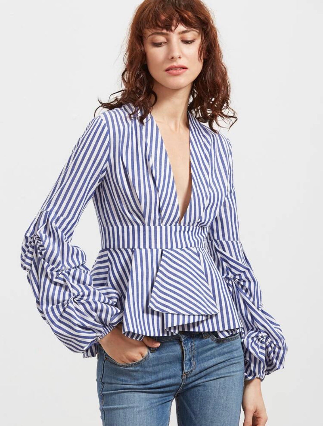 Blouse avec manches longues à volants