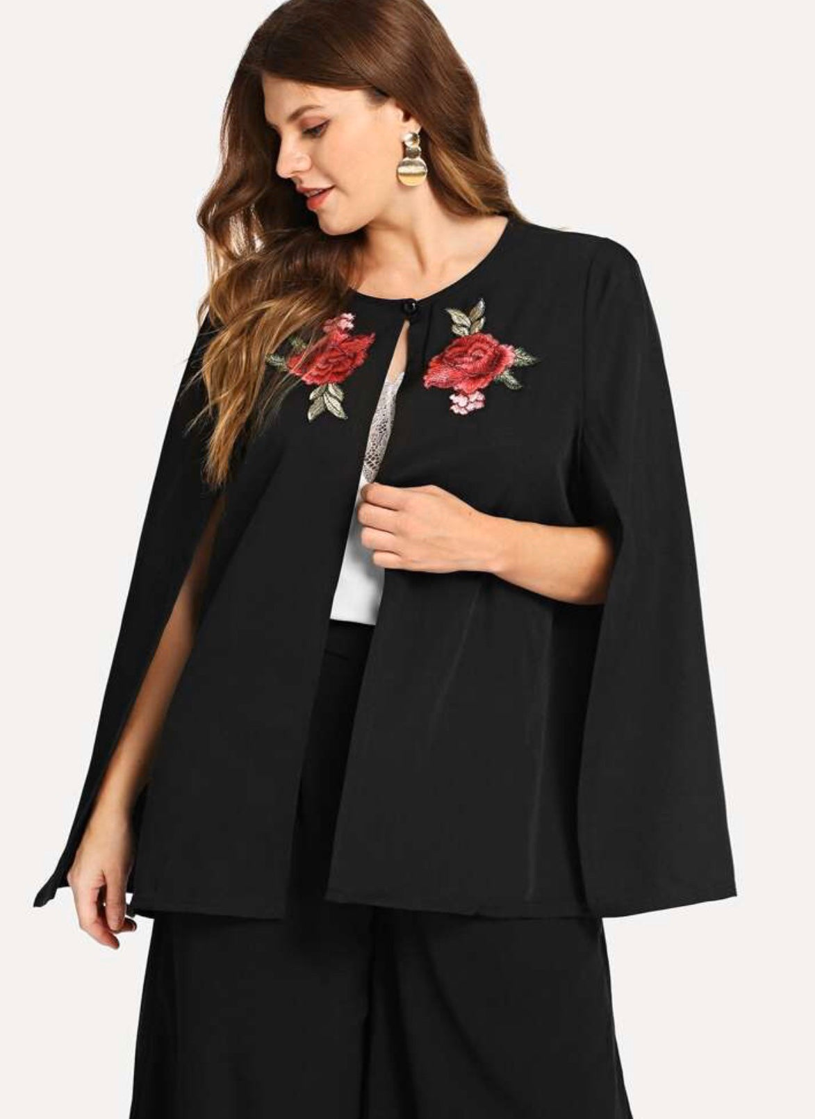 Blazer cape avec applique floral