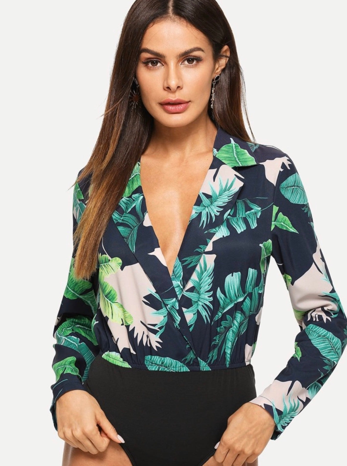 Body blouse imprimé tropical