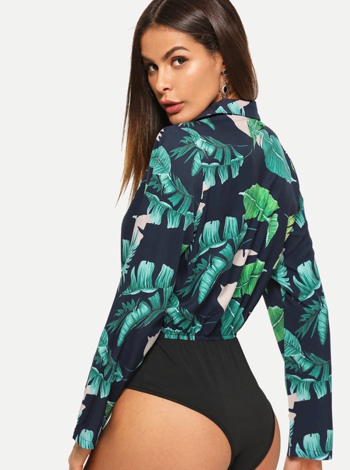 Body blouse imprimé tropical