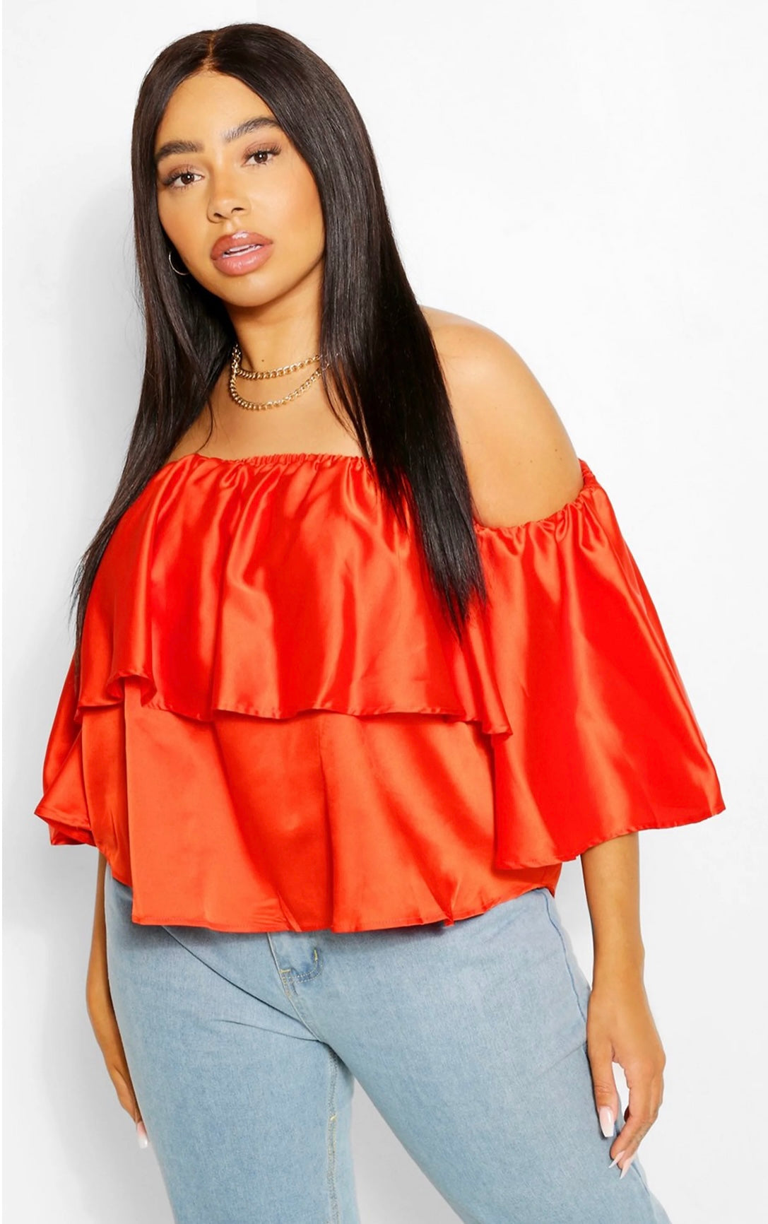 Top en satin col bateau