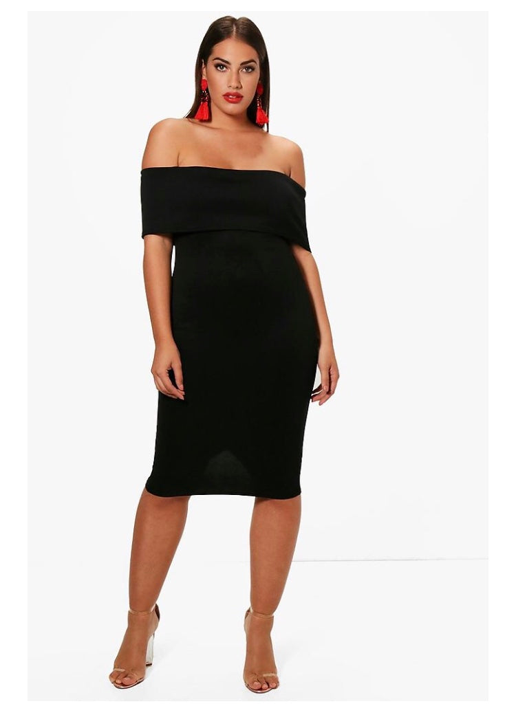 Robe midi épaules dénudées