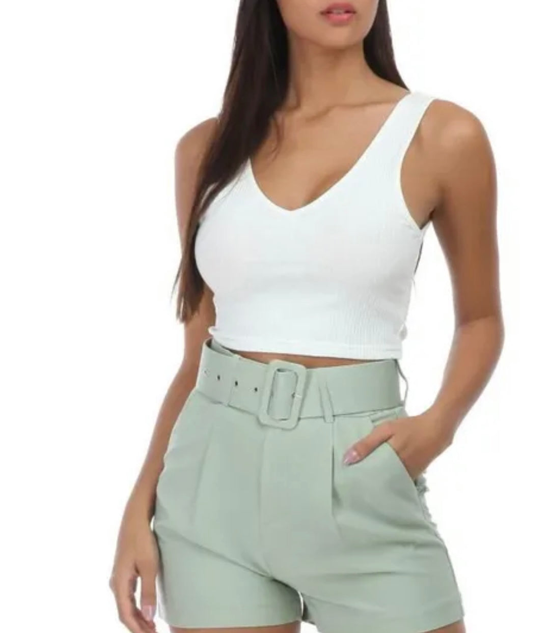 Débardeur Crop Top côtelé