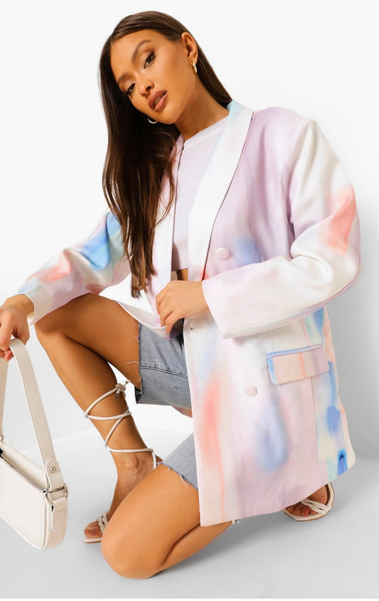 Blazer oversize pastel effet tie-dye