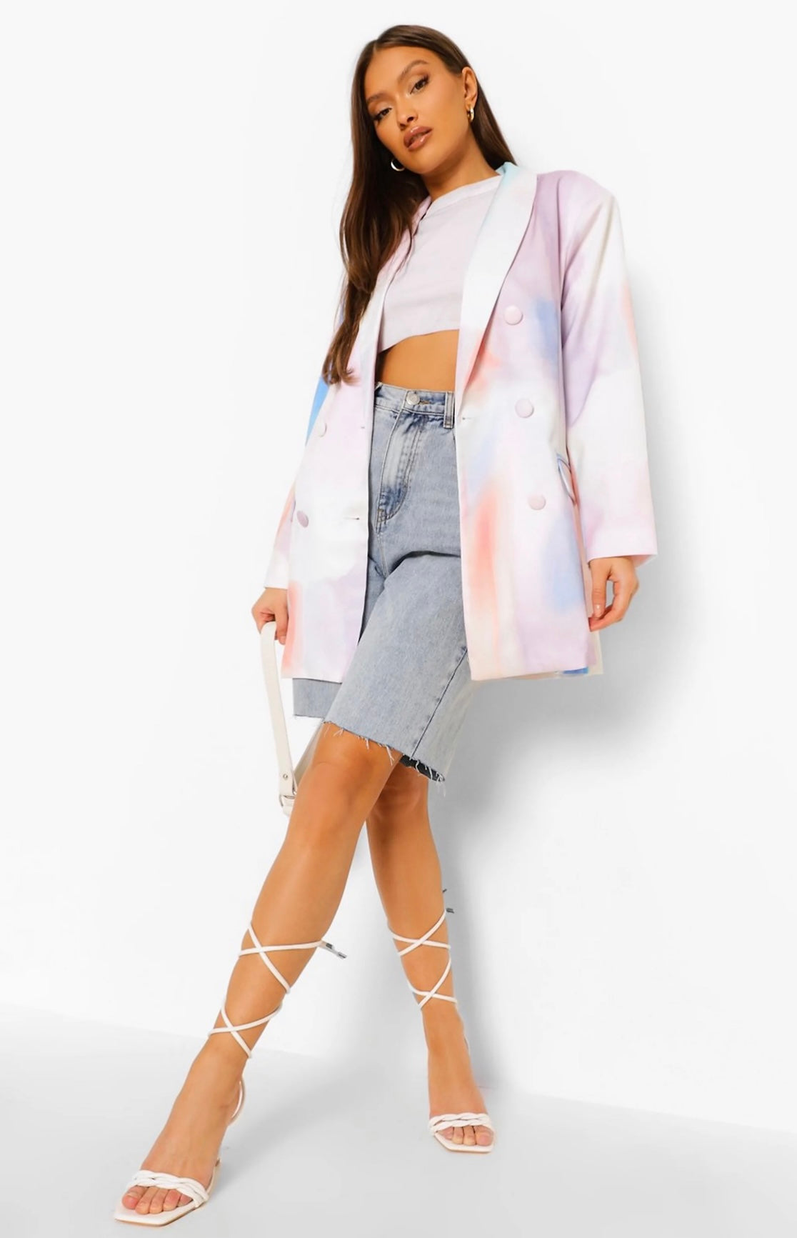 Blazer oversize pastel effet tie-dye