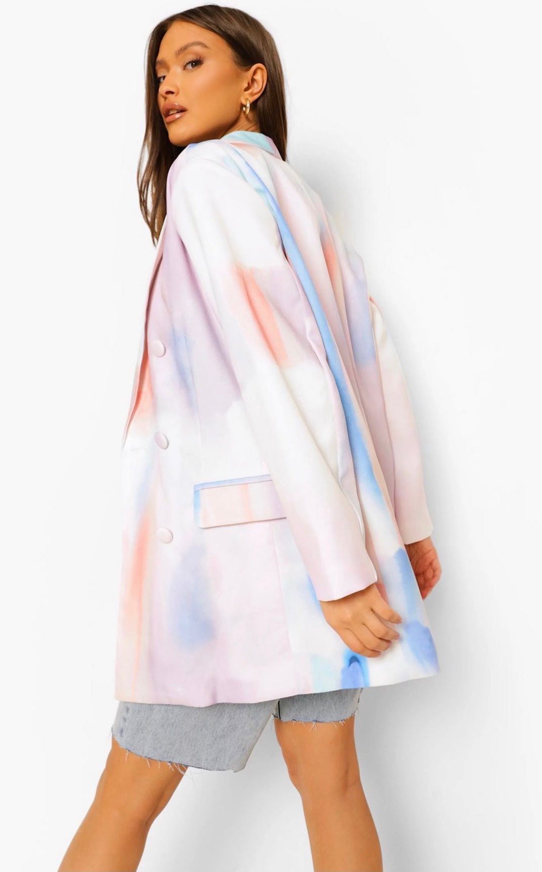 Blazer oversize pastel effet tie-dye