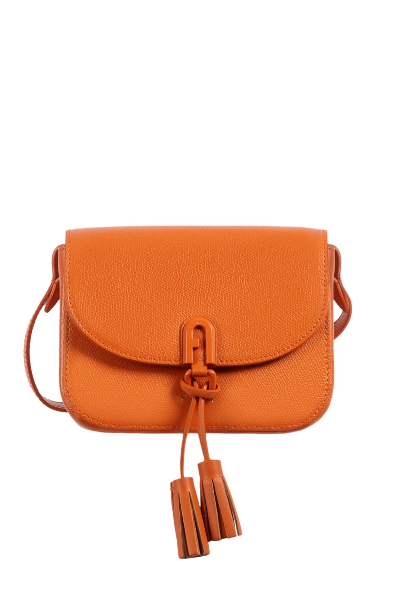 Sac bandoulière orange en cuir Furla