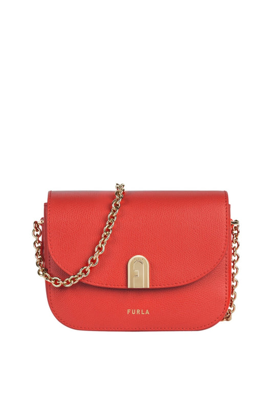 Sac bandoulière rouge en cuir Furla