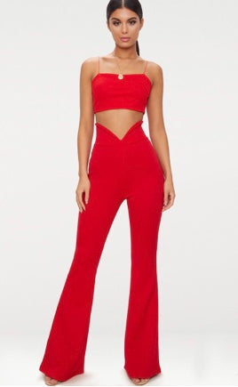 Pantalon flare en néoprène taille haute